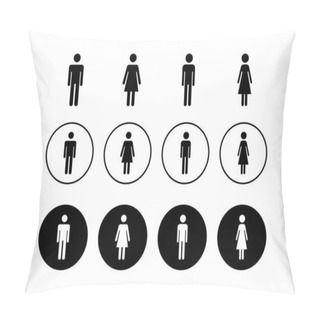 Personality  Set Of Man And Woman Icon Vector. Toilet Sign. Man And Woman Restroom Sign Vector. Male And Female Icon Pillow Covers