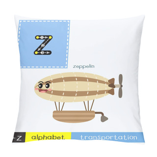 Personality  Letter Z Lowercase Children Colorful Transportations ABC Alphabet Tracing Flashcard For Kids Learning English Vocabulary And Handwriting Vector Illustration. Pillow Covers