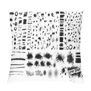 Personality  Set Of Grunge Elements From Blots. Paint Stains Black Blotch Background. Grunge Design Element. Brush Strokes. Frame For Text. Vector Illustration Pillow Covers