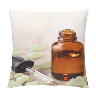 Personality  Frankincense Essential Oil On The Wooden Board Pillow Covers