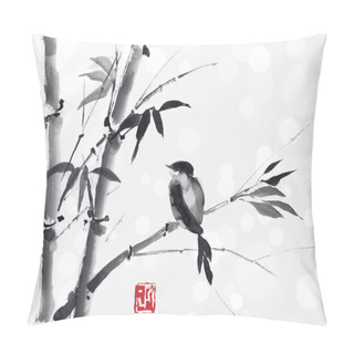 Personality  Card With Bamboo And Bird Pillow Covers