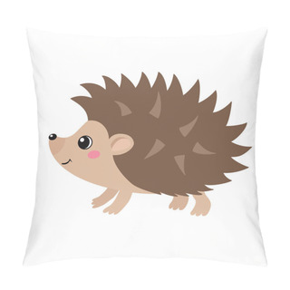 Personality  Vector Illustration Of Cute Hedgehog In Flat Style Isolated On White Background  Pillow Covers