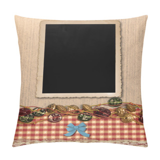 Personality  Retro Background With Empty Photo Frame Pillow Covers
