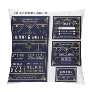 Personality  Art Deco Wedding Invitation Design Template Pillow Covers