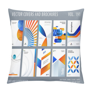 Personality  Design Set Of Colourful Abstract Templates For Business, Trendy Shapes, Circles, Rounds, Rectangles, Triangles. Pillow Covers