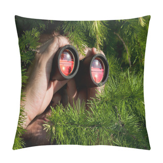 Personality  Watching With Binoculars Pillow Covers