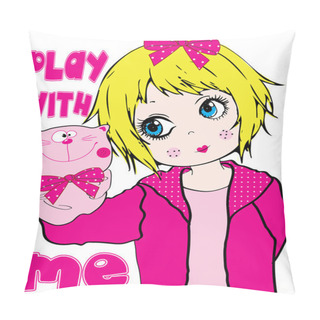 Personality  Puppet Kids Girl Clothing T Shirt Vector Graphic Design Pillow Covers