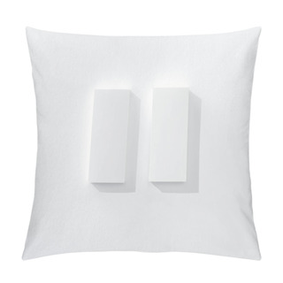 Personality  Top View Of Blank Cards On White Background With Copy Space Pillow Covers