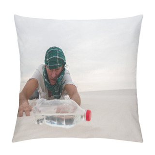 Personality  Exhausted Traveler Reaching For A Bottle Of Water Pillow Covers