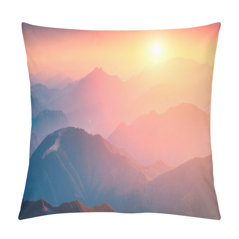 Personality  Great sunrise in mountains pillow covers