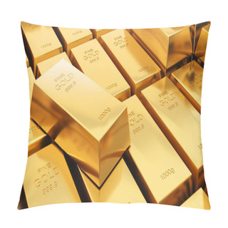 Personality  Gold Bars 1000 Grams Pure Gold,business Investment And Wealth Concept.wealth Of Gold ,3d Rendering Pillow Covers