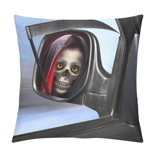 Personality  Rear View Mirror Reflecting Grim Reaper Pillow Covers