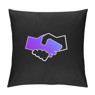 Personality  Black And White Shaking Hands Blue Gradient Vector Icon Pillow Covers