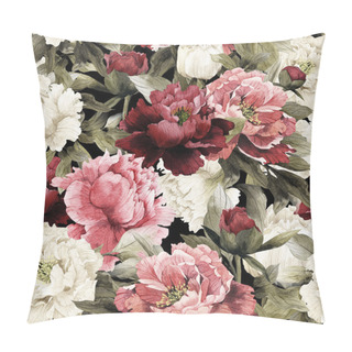 Personality  Seamless Floral Pattern With Peonies Pillow Covers