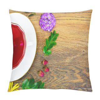 Personality  Red Rose Hibiscus Tea With Flowers Pillow Covers