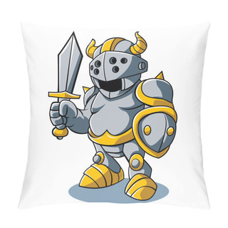 Personality  Vector Illustration Of Cartoon Knight With Swords Shield Helmet Army Uniform Pillow Covers