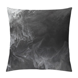 Personality  Abstract Flowing Swirls Of Grey Paint On Black Background Pillow Covers