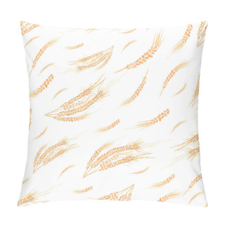 Personality  Hand Drawn Watercolor Seamless Repeated Pattern With Autumn Yellow Wheat Ears.spikelets Of Rye Product Illustration Pillow Covers