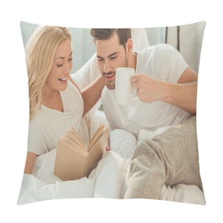 Personality  Couple Drinking Coffee In Bed Pillow Covers