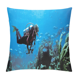 Personality  Female Scuba Diver And Bermuda Chub Pillow Covers