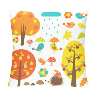 Personality  Birds And Trees In Autumn Pillow Covers