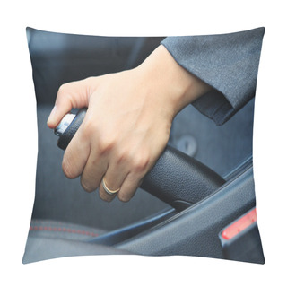 Personality  Business Womanput The Hand Brake Car . Pillow Covers