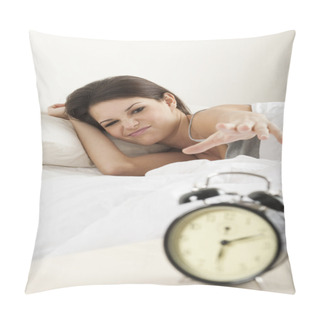 Personality  Young Woman Waking Up Pillow Covers