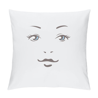 Personality Beautiful Woman Portrait Looking At Camera. Easy Editable Layere Pillow Covers
