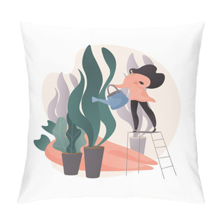 Personality  Home Gardening Abstract Concept Vector Illustration. Growing You Own Vegetables Indoors, Watering Flowers, Eco Gardening, Reconnect With Nature, Stay Home Idea, Seeds Planting Abstract Metaphor. Pillow Covers