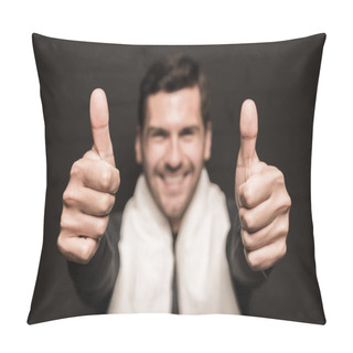 Personality  Man Showing Thumbs Up Pillow Covers