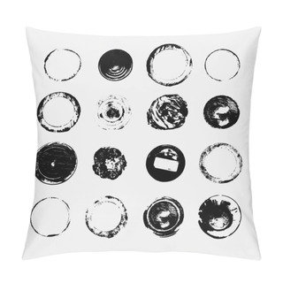 Personality  Set Of Monochrome Abstract Vector Grunge Round Textures. Pillow Covers