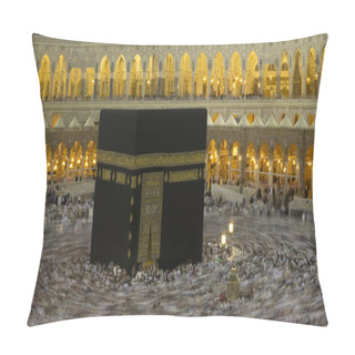 Personality  Pilgrims Circumambulate The Kaaba At Masjidil Haram In Makkah, Saudi Arabia. Muslims All Around The World Face The Kaaba During Prayer Time. Pillow Covers