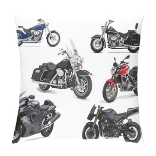 Personality  Six Vector Illustrations Of Motorcycle Pillow Covers