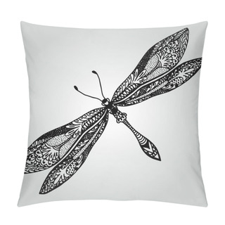 Personality  Handdrawing Doodle Beautiful Dragonfly. Wildlife Collection. Pillow Covers