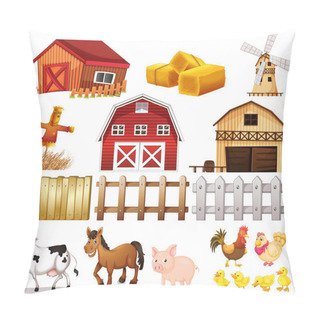 Personality  Things And Animals Found At The Farm Pillow Covers
