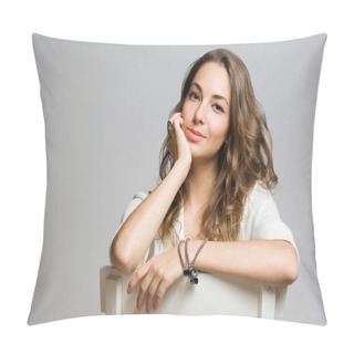 Personality  Thoughtful Young Brunette Woman. Pillow Covers