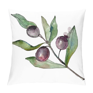 Personality  Black Olives Watercolor Background Illustration Set. Watercolour Drawing Fashion Aquarelle. Isolated Olives Illustration Element. Pillow Covers