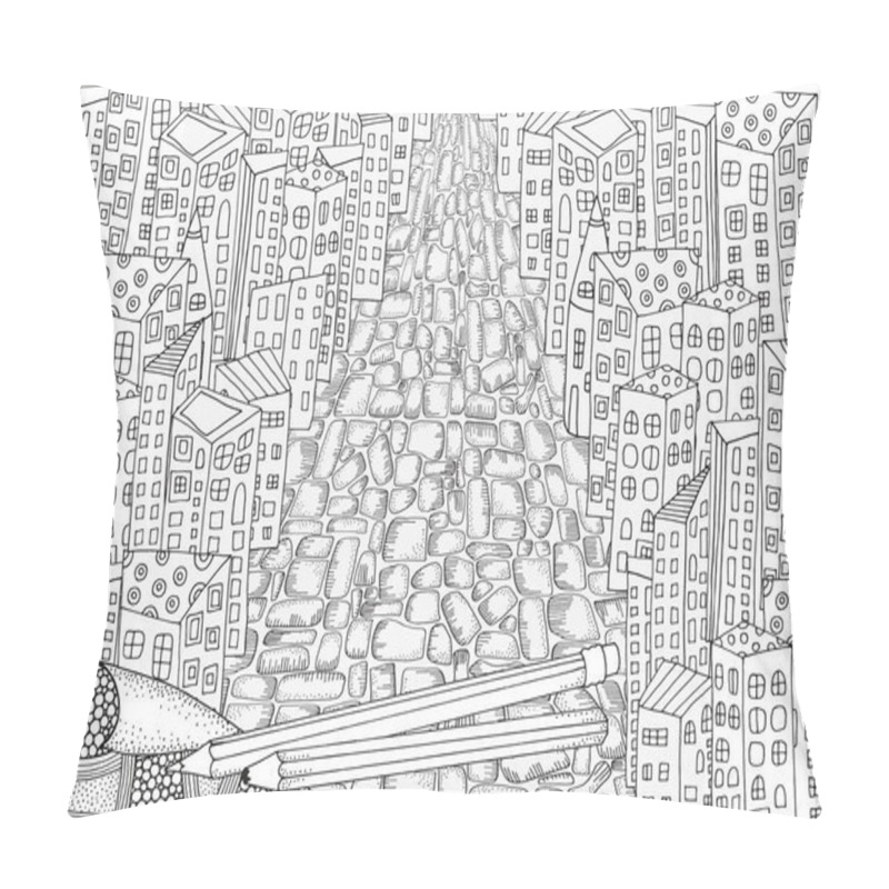 Personality  book page with city houses pillow covers