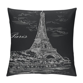 Personality  Black Vector Hand Drawing Paris 1 Pillow Covers