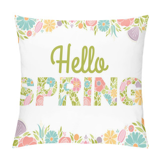 Personality  Hello Spring Flowers Text Background Pillow Covers