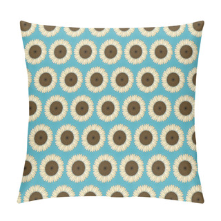 Personality  Sunflowers On Blue - Floral Flower Tile Pattern Pillow Covers
