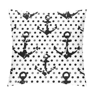 Personality  Black-white Polka Dots Pattern With Anchors. Pillow Covers