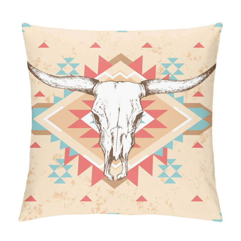 Personality  Bull skull with horns pillow covers