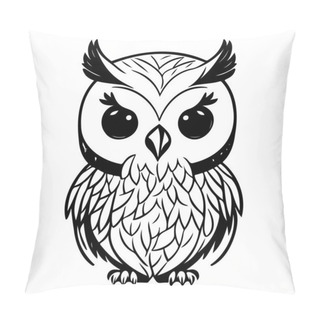 Personality  Owl Animal Illustration Sketch Hand Draw Element Black Pillow Covers