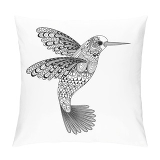 Personality  Zentangle Stylized Black Hummingbird Pillow Covers