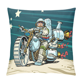 Personality  Astronaut Biker On A Space Motorcycle. Science Fiction. Transport Of The Future Pillow Covers