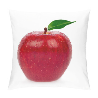 Personality  Fresh Red Apple With Leaf Isolated On White Pillow Covers