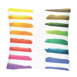 Personality  Set Of Watercolor Stripes  In Vibrant Colors. Watercolor Wet Stains Isolated On White. Pillow Covers