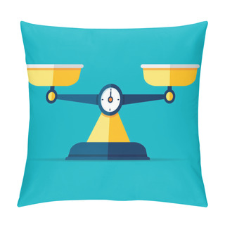 Personality  Scales Icon In Flat Style. Libra Symbol, Balance Sign. Vector Design Element For You Project On Color Background Pillow Covers