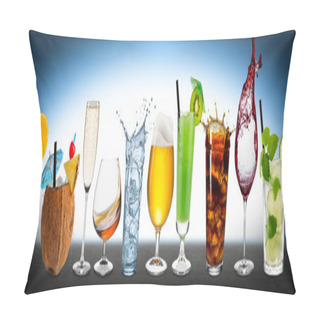 Personality  Row Of Various Beverages Pillow Covers